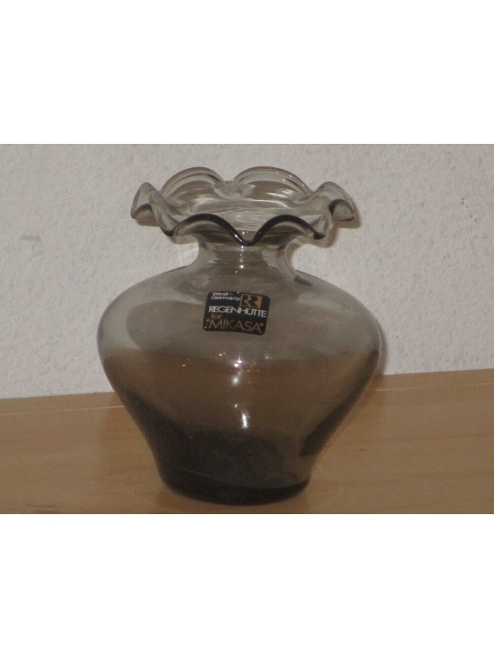 Mikasa Regenhutte Smokey Grey Body With Crimped Ruffle Made Germany Bud Vase
